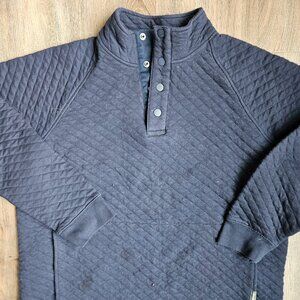 Eddie Bauer Men’s Navy Blue Quilted Quarter Button Pullover, Size L